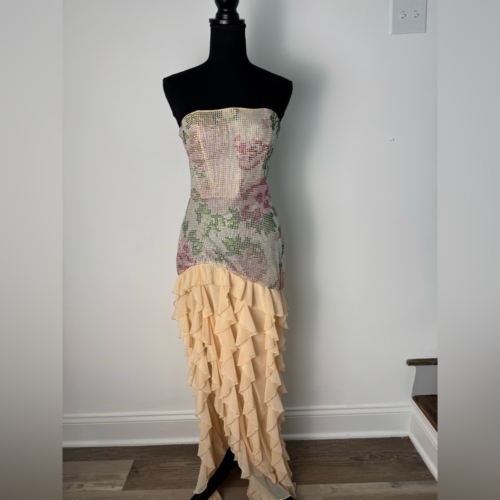 Garden Girl Elegant Strapless Floral Dress
